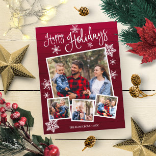 Happy Holidays Niedlich Snowflake Rustikale 4 Foto Postkarte