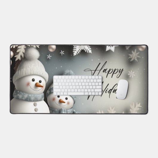 Happy Holidays Niedlich Winter Snowman Snowflake Schreibtischunterlage (Tastatur & Maus)