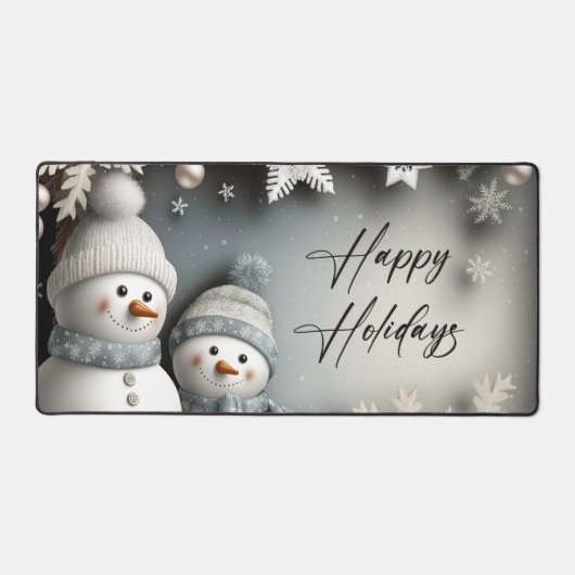 Happy Holidays Niedlich Winter Snowman Snowflake Schreibtischunterlage (Vorderseite)