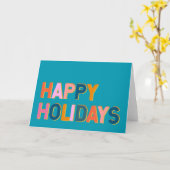 Happy Holidays Niedliche farbenfrohe blaue Typogra Karte (Gelbe Blume)
