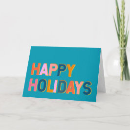 Happy Holidays Niedliche farbenfrohe blaue Typogra Karte