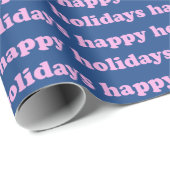 Happy Holidays | Niedliche Retro-Typografie Rosa B Geschenkpapier (Rolleneckpunkt)
