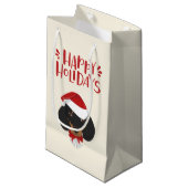 Happy Holidays - Niedliche Santa Dackel - Weihnach Kleine Geschenktüte (Vorderseite Schrägansicht)
