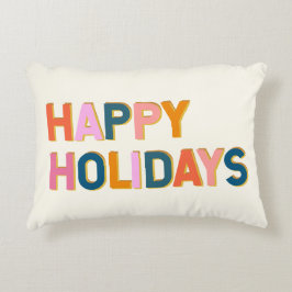 Happy Holidays Niedliche Whimsical Typografy Color Dekokissen