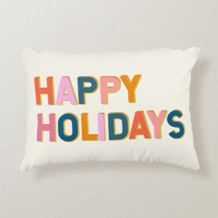 Happy Holidays Niedliche Whimsical Typografy Color Dekokissen