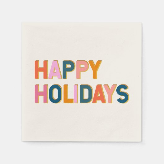 Happy Holidays Niedliche Whimsical Typografy Color Serviette (Vorderseite)