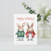 Happy Holidays - Niedliche Winter Bunnies - Weihna Postkarte (Stehend Vorderseite)
