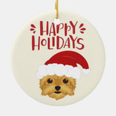 Happy Holidays - Niedliche Yorkshire Terrier Weihn Keramik Ornament (Hinten)
