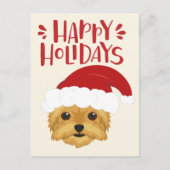 Happy Holidays - Niedliche Yorkshire Terrier Weihn Postkarte (Vorderseite)