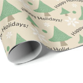 Happy Holidays Niedlicher Baum und Schneeflocken Geschenkpapier (Rolleneckpunkt)