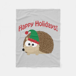 Happy Holidays Niedlicher Igel Weihnachtself Fleecedecke