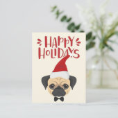 Happy Holidays - Niedlicher Mops Weihnachten Postkarte (Stehend Vorderseite)