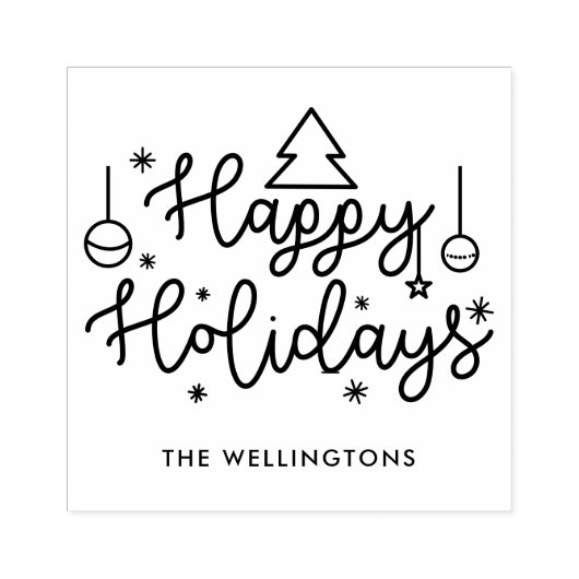 Happy Holidays Niedlicher Name der Skriptfamilie Gummistempel (Prägung)