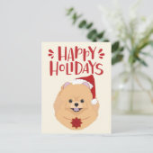 Happy Holidays - Niedlicher Spitz Weihnachten Postkarte (Stehend Vorderseite)