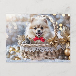 Happy Holidays Niedlicher Spitz Welpen Weihnachten