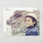 Happy Holidays Niedliches Skript-Foto Postkarte (Vorne/Hinten)