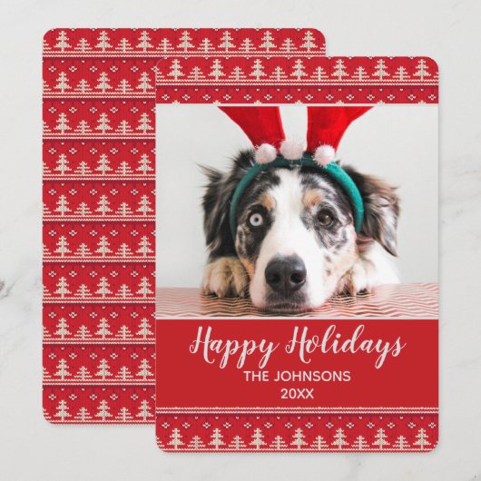 Happy Holidays Nordic Pattern Foto (Vorne/Hinten)