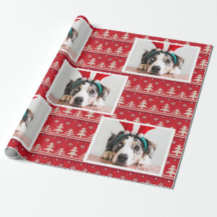 Happy Holidays Nordic Pattern Foto Geschenkpapier