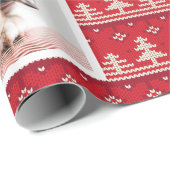 Happy Holidays Nordic Pattern Foto Geschenkpapier (Rolleneckpunkt)