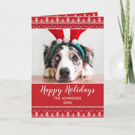 Happy Holidays Nordic Pattern Foto Gruß Karte (Vorderseite)