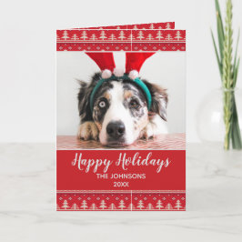 Happy Holidays Nordic Pattern Foto Gruß Karte