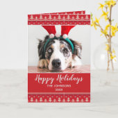 Happy Holidays Nordic Pattern Foto Gruß Karte (Gelbe Blume)