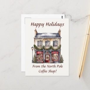 Happy Holidays North Pole Coffee Shop Postkarte