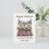 Happy Holidays North Pole Coffee Shop Postkarte (Stehend Vorderseite)