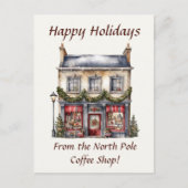 Happy Holidays North Pole Coffee Shop Postkarte (Vorderseite)