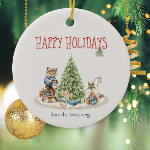 Happy Holidays Nostalgische Weihnachts-Niedliche T Keramik Ornament