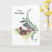 Happy Holidays Nuthatch Bird Card Karte (Gelbe Blume)