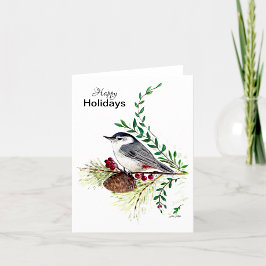 Happy Holidays Nuthatch Bird Card Karte