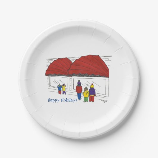 Happy Holidays NYC Window Shopping Weihnachten Pappteller (Vorderseite)