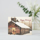 Happy Holidays Old Schoolhouse Postkarte (Stehend Vorderseite)