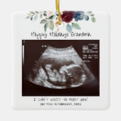 Happy Holidays Oma Pregnancy Sonogram Floral Keramikornament (Vorderseite)