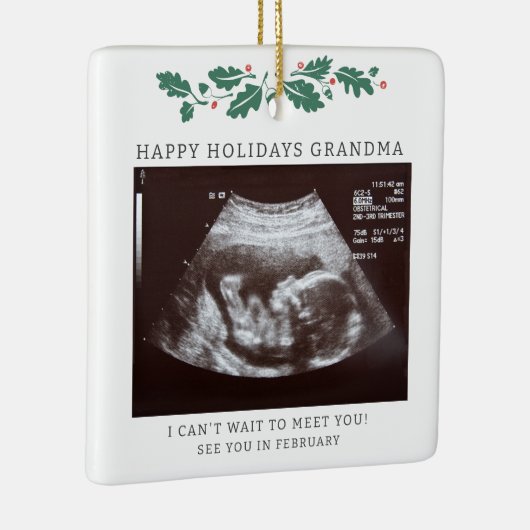 Happy Holidays Oma Schwangerschaft Reveal Ultrasou Keramikornament (Rechts)