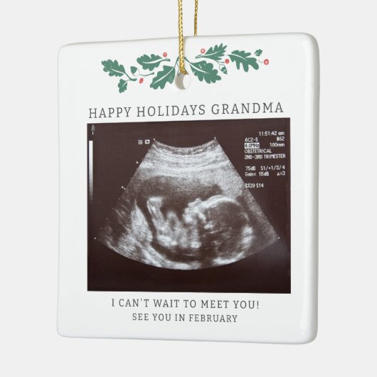 Happy Holidays Oma Schwangerschaft Reveal Ultrasou Keramikornament (Links)