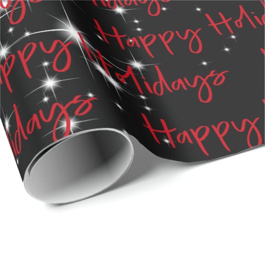 Happy Holidays on Black Geschenkpapier (Rolleneckpunkt)