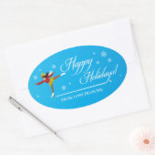 Happy Holidays on Ice Ovaler Aufkleber (Umschlag)