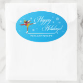 Happy Holidays on Ice Ovaler Aufkleber (Tasche)