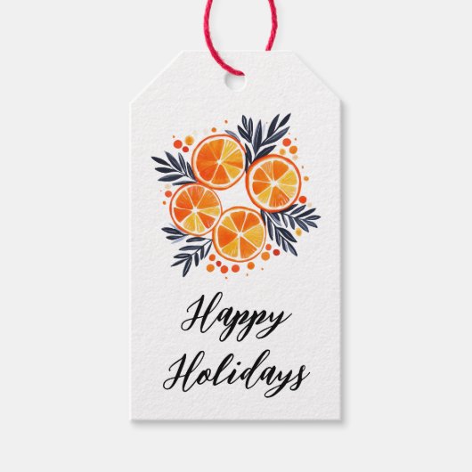 Happy Holidays Orange Holiday Foliage Weihnachten Geschenkanhänger (Vorderseite)