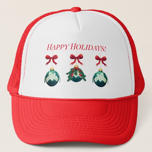 Happy Holidays Ornament Trio Truckerkappe (Vorderseite)