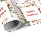 Happy Holidays Ornamente Geschenkpapier (Rolleneckpunkt)