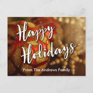 Happy Holidays Ornaments Foto & Typografie Feiertagspostkarte