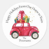 Happy Holidays Our Home to Yours Round Sticker (Vorderseite)
