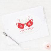 Happy Holidays Ovaler Aufkleber (Umschlag)