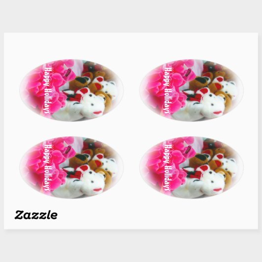 Happy Holidays Ovaler Aufkleber (Blatt)