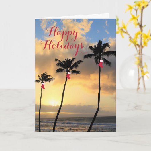Happy Holidays Palm Trees & Strumpfs Karte (Gelbe Blume)