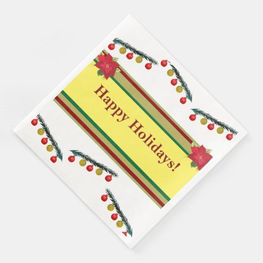 Happy Holidays Paper Napkin Serviette (Ecke)