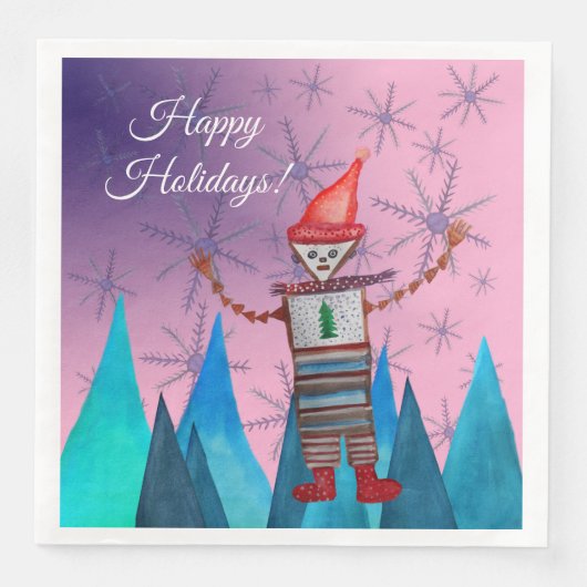 Happy Holidays Paper Napkin Serviette (Vorderseite)